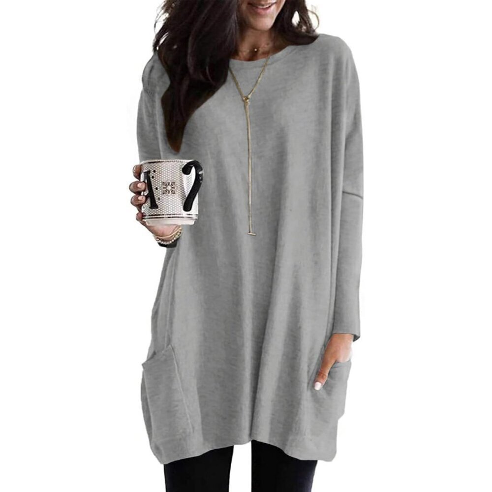 Women's Long Sleeve Tunic Top Polyester Spandex Pockets Casual daytime